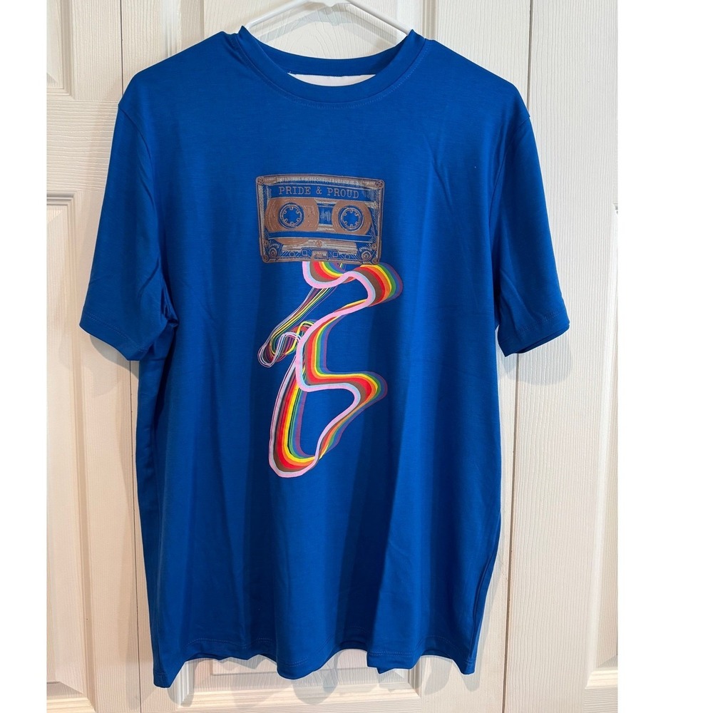 NEW Curations Proud Pride Graphic T-Shirt Ty Mayberry Rainbow Music Streetwear